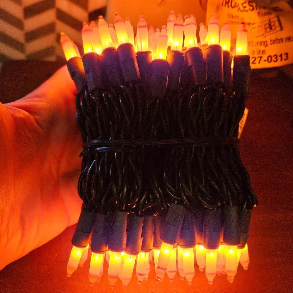 RARE HOME ACCENTS HOLIDAY 100 MINI ORANGE INCANDESCENT HALLOWEEN LIGHTS